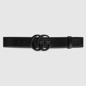 Gucci GG Marmont Wide Belt Black Leather - 100 cm